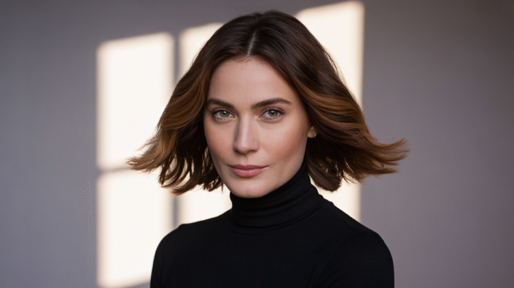 photo of Chocolate Brown with Caramel Highlights haircut