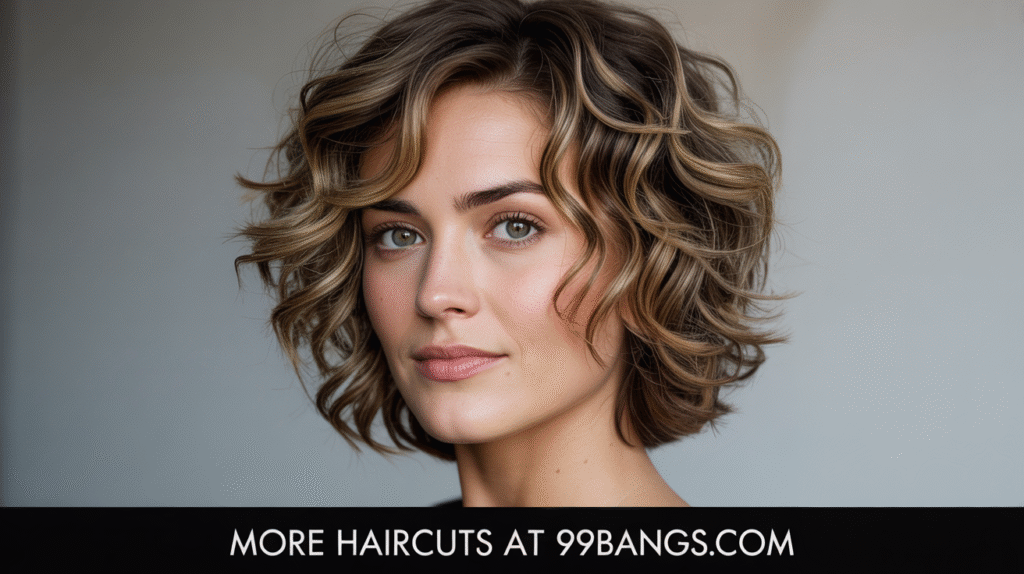 photo of Curly or Wavy Angled Lob haircut