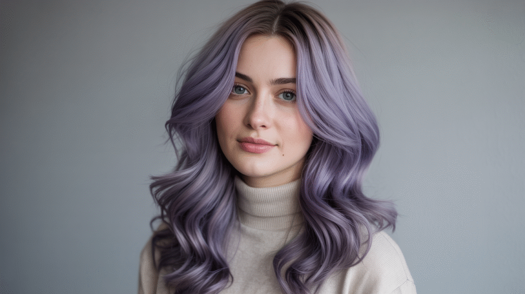 photo of Lavender Balayage on Long Waves haircut