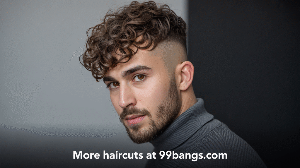 photo of Messy Curly Top with Temple Fade