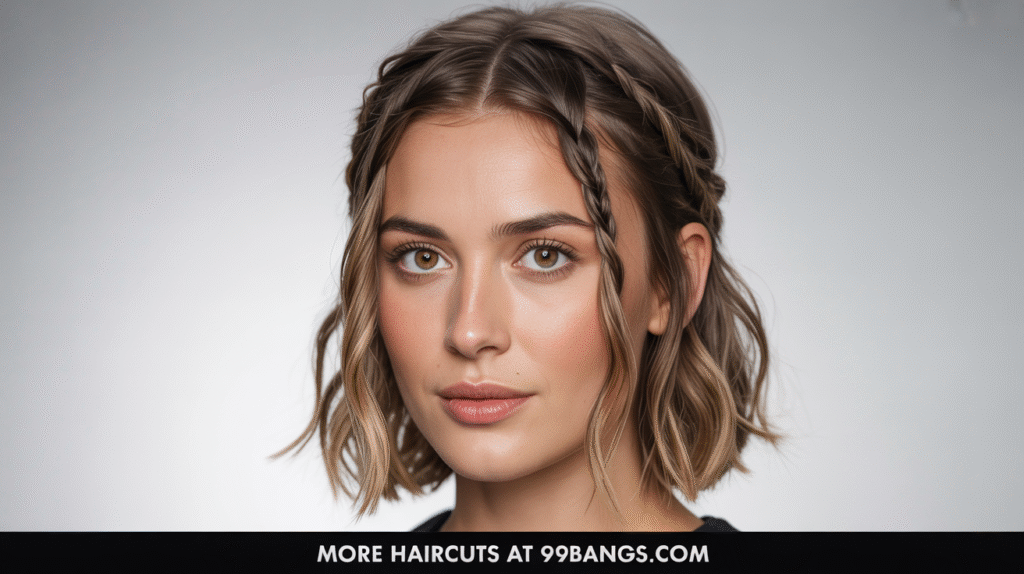 photo of Textured Lob with Side Braids hair