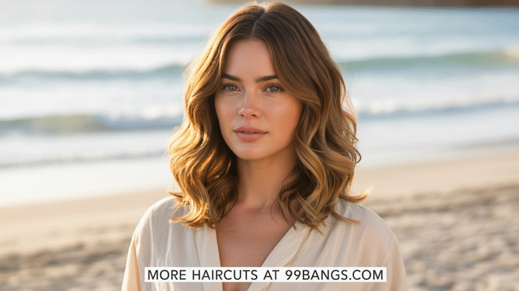 photo of a Beach Waves with a Middle Part haircut