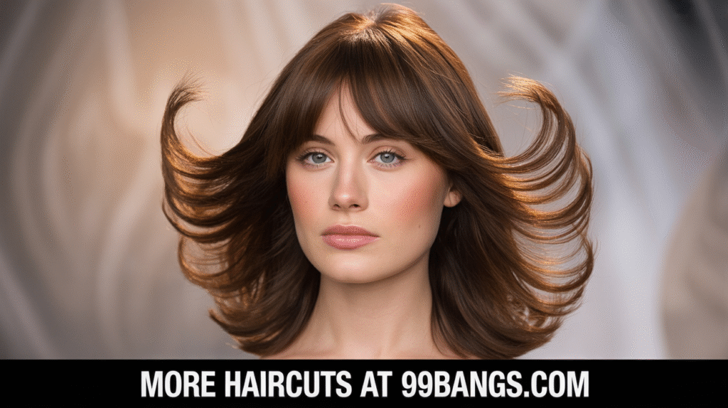 photo of Classic Butterfly Cut with Curtain Bangs haircut