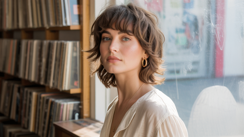 photo of a Wispy Shag with Curtain Bangs haircut - 99bangs.com