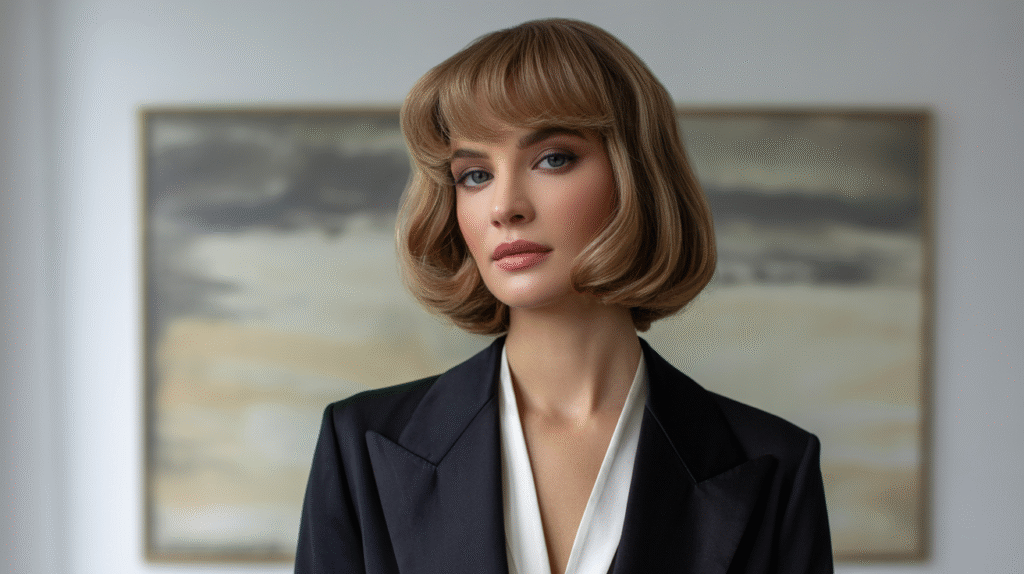 photo of a Classic Chin-Length Bob with Wispy Bangs