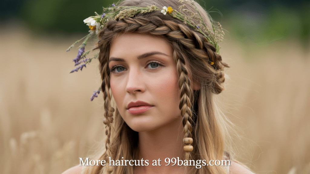 photo of a Boho Braided Crown (1960s–1970s) hairstyle, vintage hairstyle ideas for women