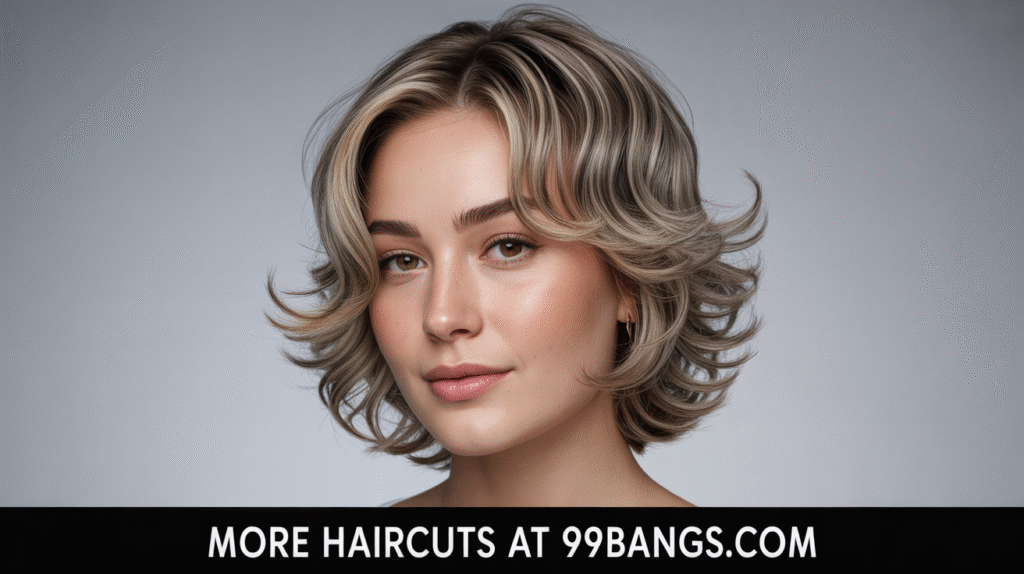 portrait of a woman with a hairstyle with soft layers. 